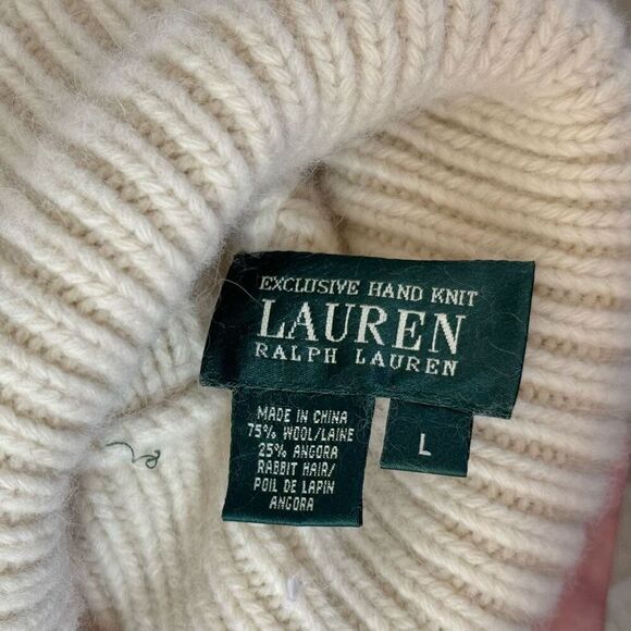 Lauren by Ralph Lauren Rabbit Hair & Wool Blend Cable Knit Turtleneck Sweater S - Picture 7 of 11